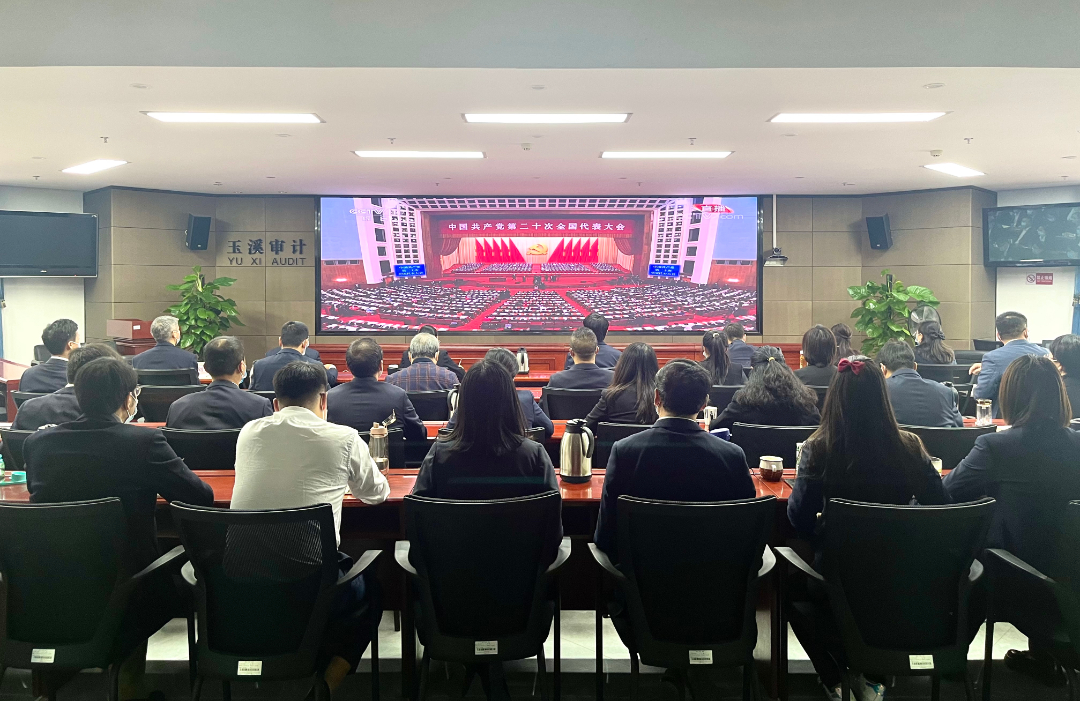 玉溪市审计局全体干部职工在会议室收看党的二十大开幕盛况.jpg 玉溪市审计局全体干部职工在会议室收看党的二十大开幕盛况.jpg